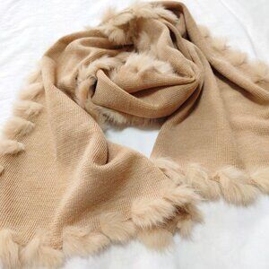 Celona Rabbit Fur Muffler In Tan